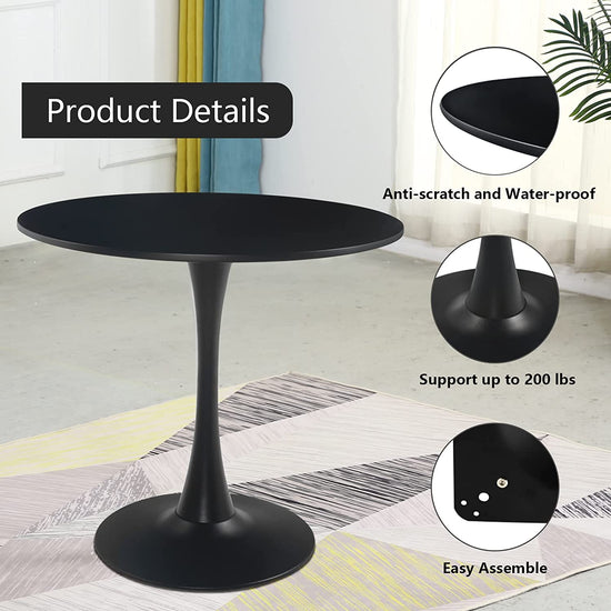 Sicotas Modern Black Round Dining Table free shipping