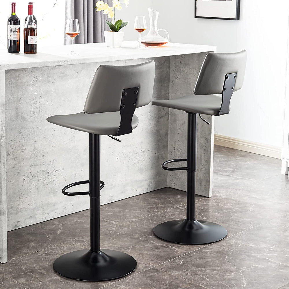 Modern Bar Stools Set of 4 - PU Leather Swivel Barstools Counter Stools Adjustable Kitchen Island High Dining Chairs
