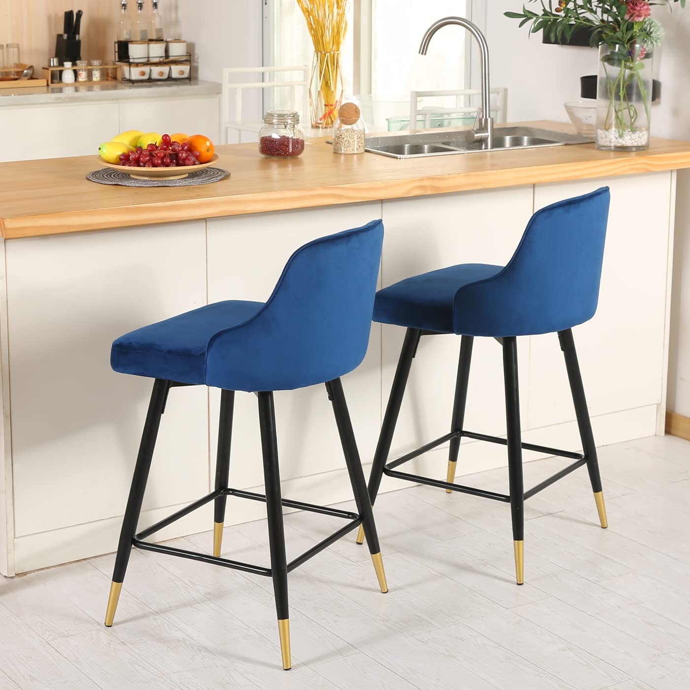 Sicotas Leather Counter Velvet Bar Stool For Club and Kitchen