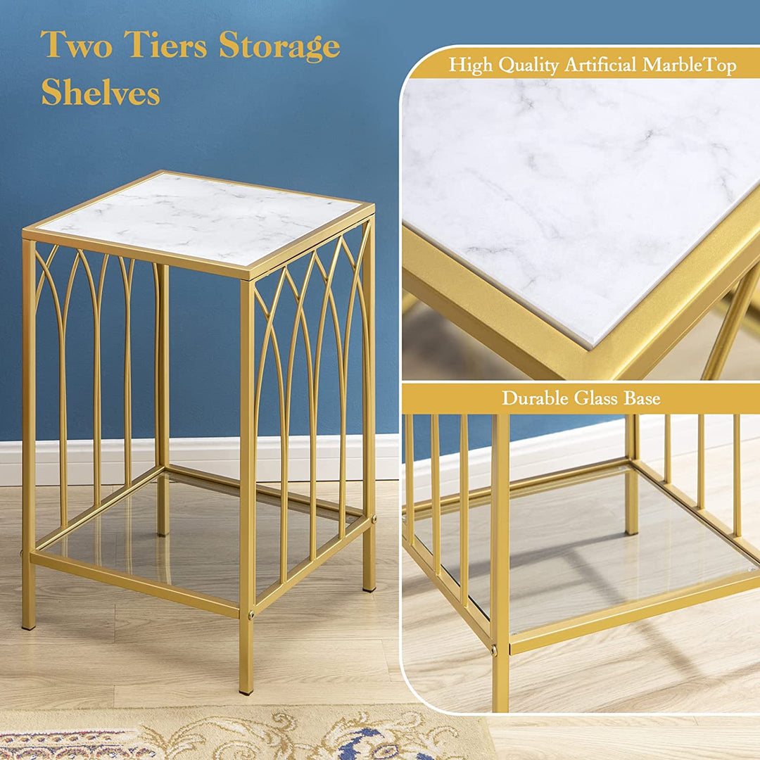 The nightstand with durable glass base and high quality Artificial Marble tops
