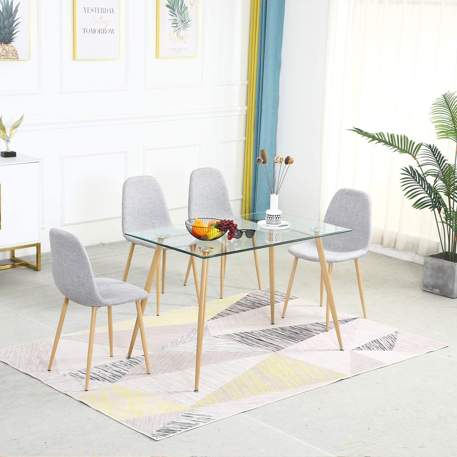 Sicotas Modern Fabric Grey Dining Room Chairs Set Of 4 coffee Chairs