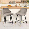 Swivel Counter Height Bar Stools Set of 4, Velvet Bar Stool with Low Back and Footrest, Modern Armless Kitchen Counter Barstools, Upholstered Island Stools, Easy Assembly, 4 Bar Chairs,Grey