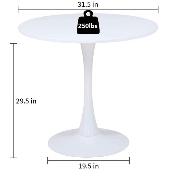 Dinning Room Table For 2-4 Seater Round Top White Table