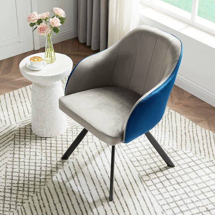 Mid-Century Accent Chair with Black Metal Legs, Modern Living Room Chairs Upholstered Armchair Desk Chair for Living Room Dining Room Bedroom ,  or a vanity chair.