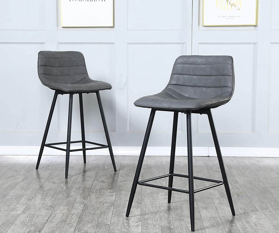 PU Leather Bar Stools Set of 2Pieces Dining Table Chair for Kitchen
