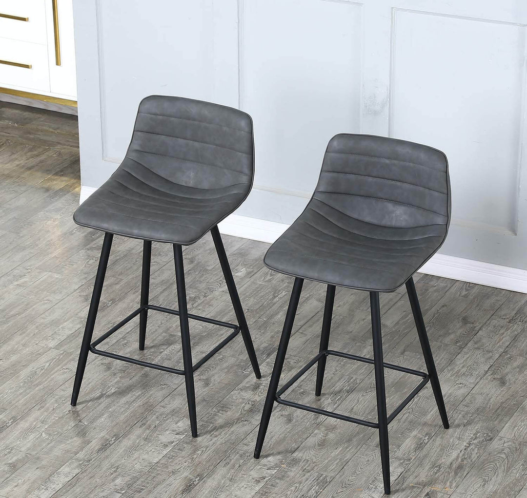 PU Leather Bar Stools Set of 2Pieces Dining Table Chair for Kitchen