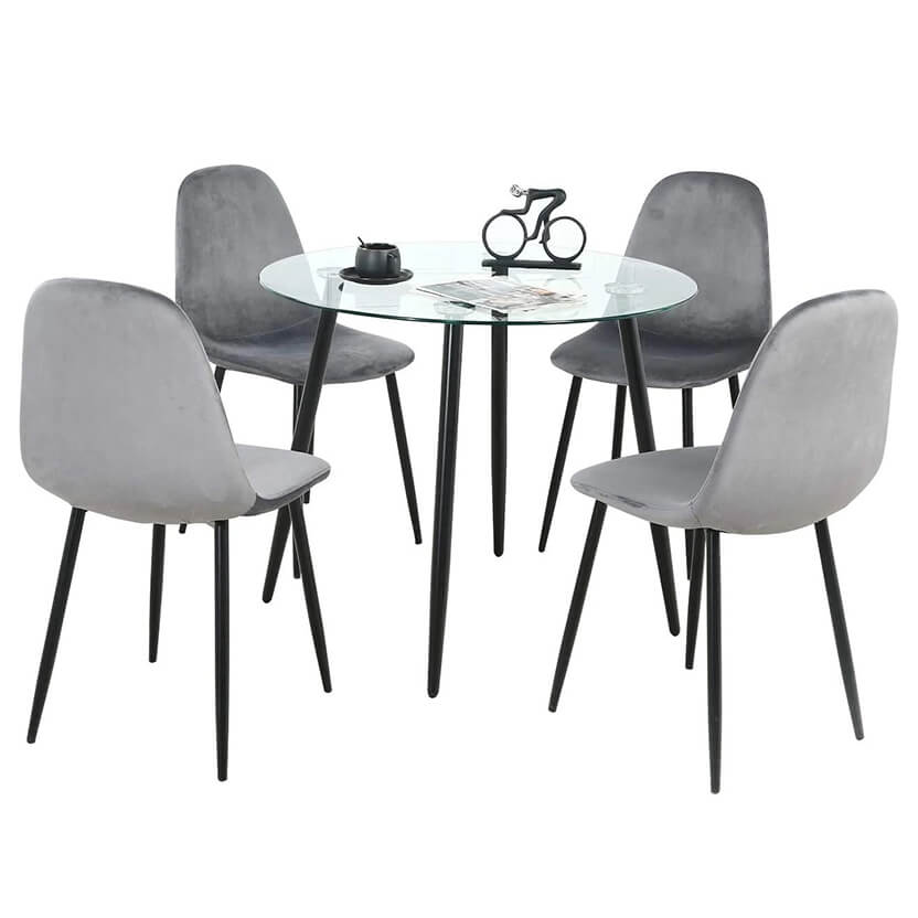 Dining Table Set for 4,Velvet Kitchen Chair and 1 Coffee Table On Sale