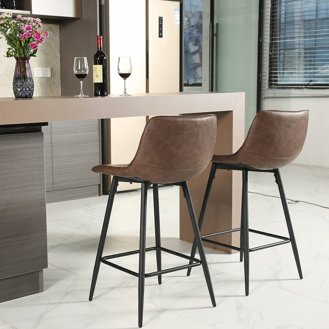 Counter Stools,PU Leather Brown